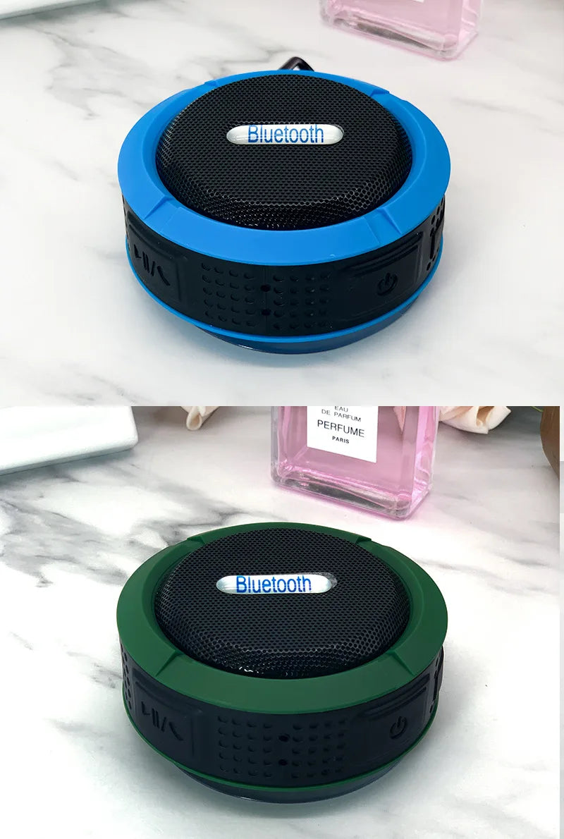 Altavoz Bluetooth inalámbrico impermeable con ventosa para deportes al aire libre, mini subwoofer para ducha, coche, teléfono inteligente, micrófono TF C6
