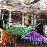 1set Halloween Decoration For Bar Haunted House Halloween Scary Party Scene Props White Stretchy Cobweb Spider Web Horror