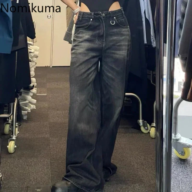 Pantalon Femme Autumn Winter Wide Leg Pants High Waisted Loose Jeans Woman Vintage Street Fashion Harajuku Y2K Pant Trousers - Lootquake