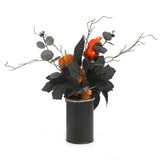 Halloween Home Room Decoration Simulation Pumpkin Maple Leaf Flower Table Decor, Halloween Pumpkin Barrel Decoration Props