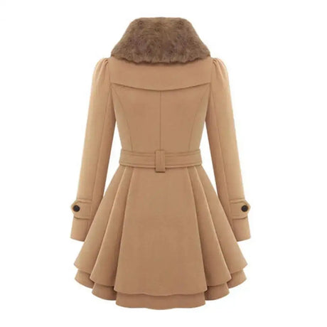 Winter Women's Jacket Windbreaker Warm Plush Thick Clothes Double Breasted Belt Autumn And Winter Korean Style Slim Lapel Coat - Lootquake