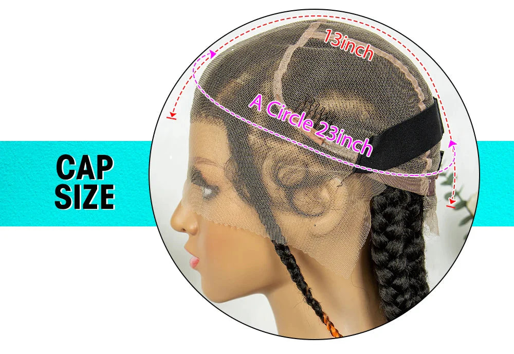 24" Orange Highlight Cornrow Braided Wig | Full Lace Synthetic Wig for Black Women | High-Temp Fiber | Daily Wear