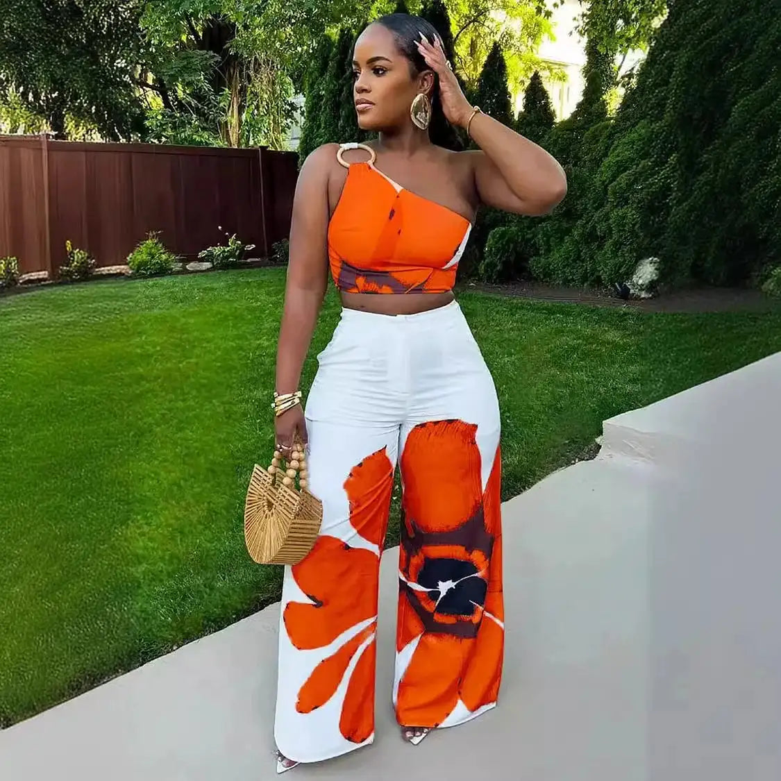 2 Piece Women Sets 2024 New Arrival Summer Autumn Matching Printing Two Pieces Sets Sleeveless Top And Pants Suits Outfits - Lootquake