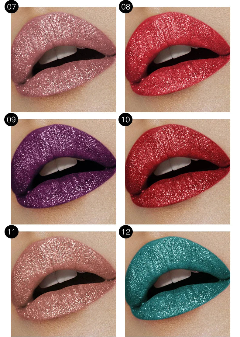 Diamond Shimmer Pearlescent Lip Gloss Waterproof Long Lasting Non-stick Cup Matte Glitter Liquid Lipstick Lip Glaze Lips Make Up