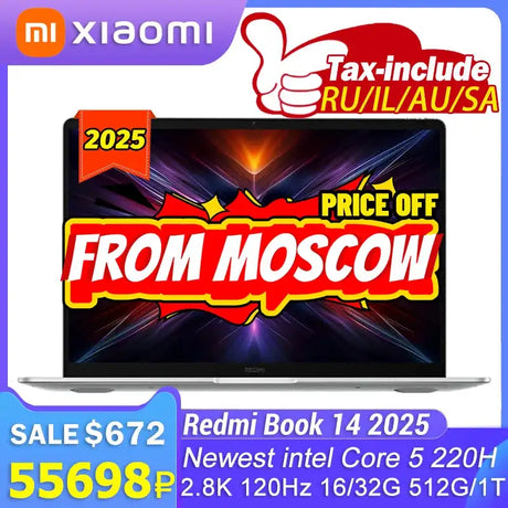 XIAOMI REDMI Book 14 2025 Intel Core 5 220H Intel integrated Graphics 16/32GB RAM 512G/1TB SSD 2.8K 120Hz Screen - Lootquake