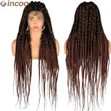 36" Knotless Square Box Braids Wig | Full Lace Frontal | Baby Hair | Afro Women