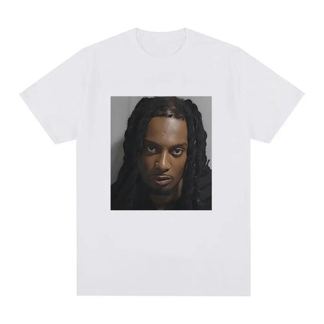 Rapper Playboi Carti Mugshot Graphic T-shirt Men's Fashion Vintage Hip Hop T Shirt Casual Cotton Short Sleeve Oversized T-Shirts - Lootquake