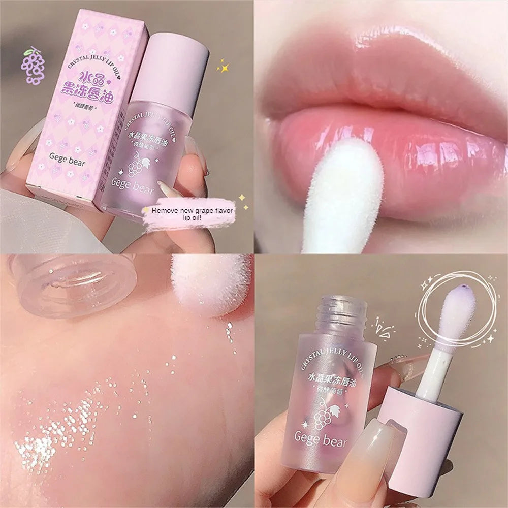 Fruity Crystal Jelly Lip Oil Hydrating Plumping Lip Coat for Lipstick Clear Lip Plumper Serum Tint Lips Care Makeup Cosmetic