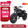 ZPW Black Warrior - Bicicleta eléctrica de carretera para adultos, 1500 W, 48 V, 60 Ah, 20 pulgadas, todoterreno, neumáticos anchos