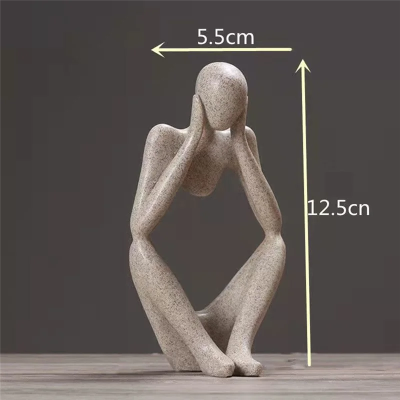 Y51A-3Pcs Minimalist Decor Abstract Thinker Statue Sculpture Set,Neutral Home Decor Mini Sandstone Thinker Figurines Easy To Use