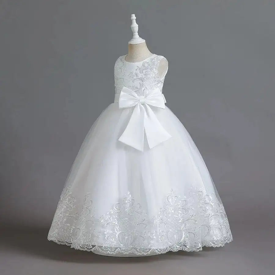 New Christmas Party Princess long dress children's dress children's gauze lace birthday party dinner ball big butterfly dress - Lootquake