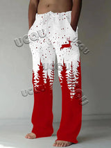 Men'S Christmas Pants 3D Funny Santa Print Casual Pants American Drawstring Loose Lightweight Fashionable Hip-Hop Sports Pants - Lootquake