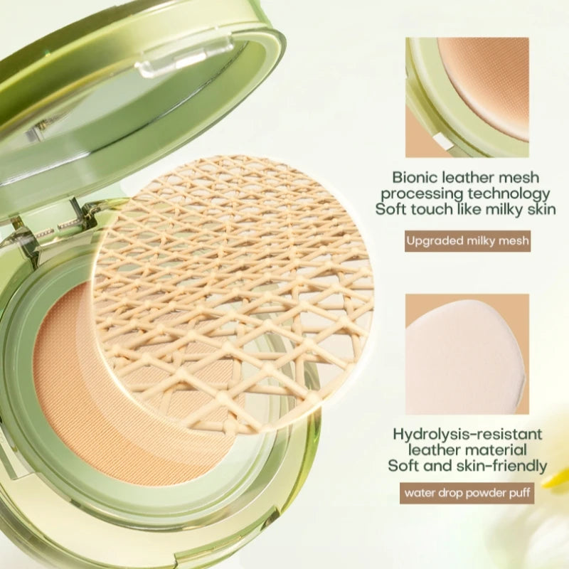 Base de maquillaje Mistine Air Cushion con acabado natural y húmedo, crema hidratante y nutritiva en polvo para piel seca, 13 g x 2