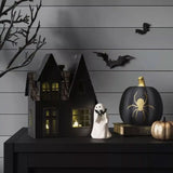Halloween Ghost Ornament Ghost Holding Pink Pumpkin Bat Resin Ornament Home Living Room Bedroom Office Desktop Decoration