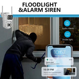 Caméra de surveillance extérieure étanche 4MP, double objectif, double écran, suivi automatique, vidéo IP, Wifi, PTZ, CCTV, audio bidirectionnel, ICSEE