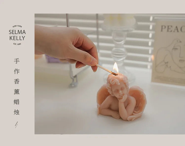 Vela perfumada con forma de ángel para decoración de habitación, estilo nórdico, que alivia la fatiga y crea un ambiente festivo para bodas y cumpleaños.