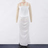 Vestido largo sexy de patchwork sin tirantes para mujer, vestido de sirena plisado sin mangas ajustado, vestido de noche liso para primavera y verano 2025.