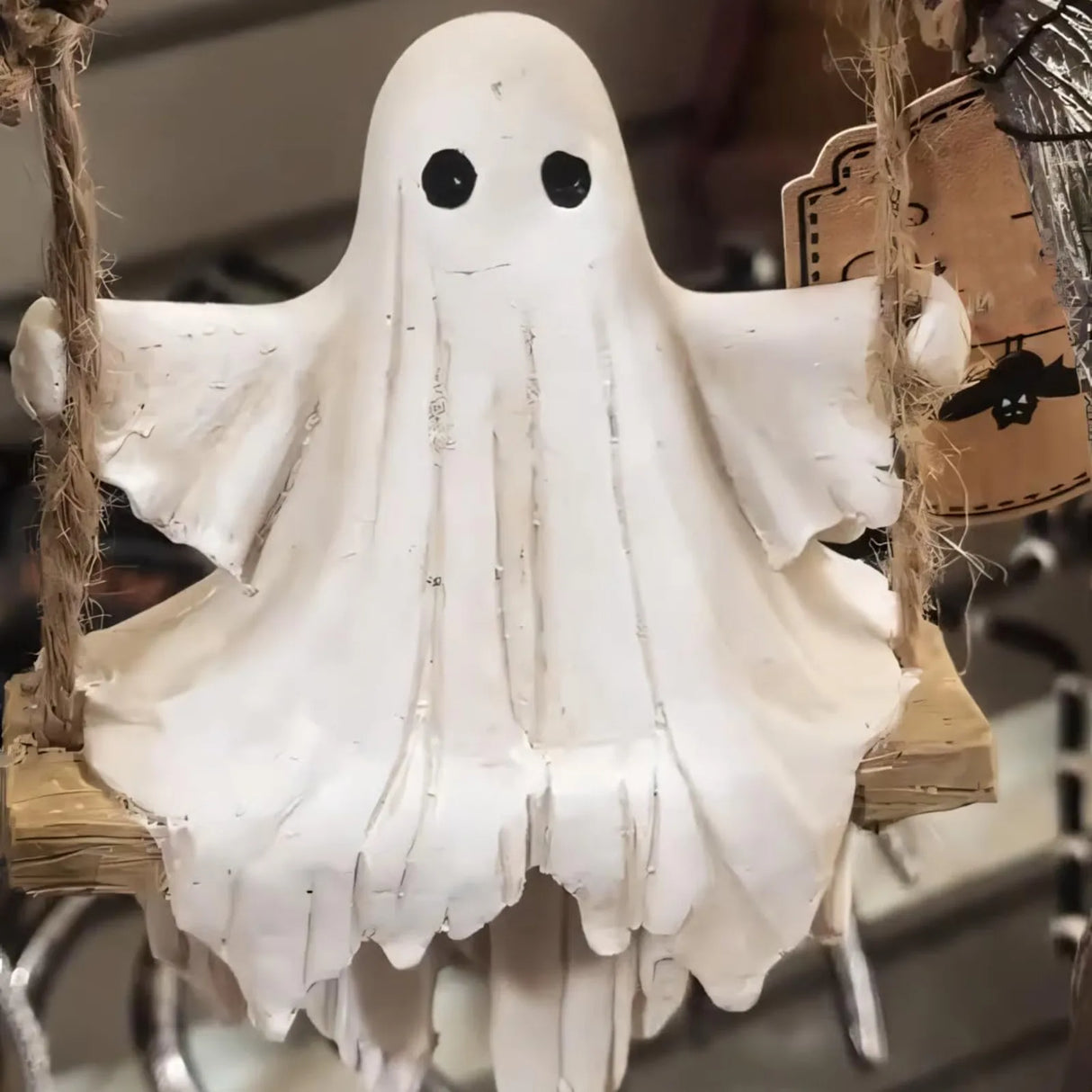Unique Halloween Figurine Lovely Ghost Decorations Halloween Decor Ghost on Tree Swing Statue Spooky for Desktop Bookshelf Decor