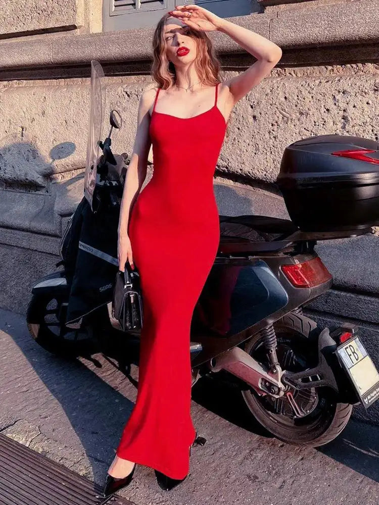 Dulzura Women 2025 Summer Party Club Evening Streetwear Bodycon Beach Basic Black Long Dress Wholesale Items For Business D22775 - Lootquake