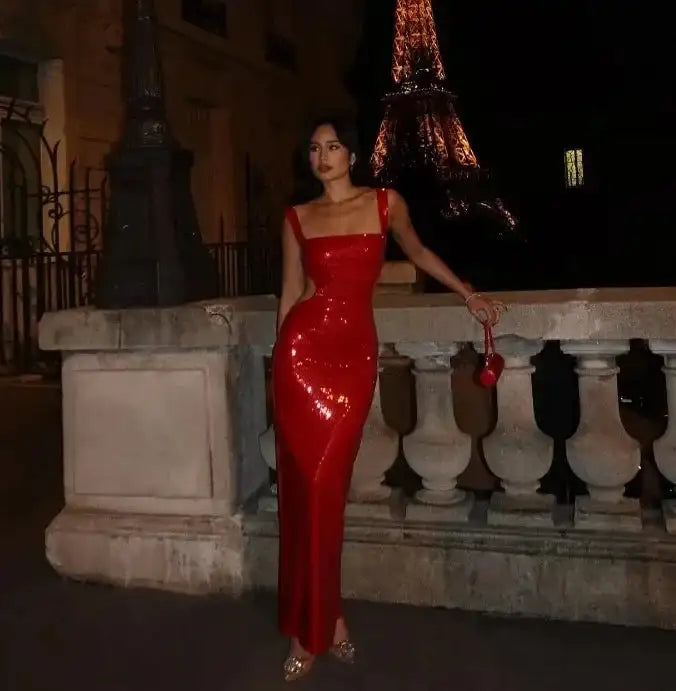Women's Dresses Fashion Summer Suspender Backless Glitter Long Dress for Women - Lootquake