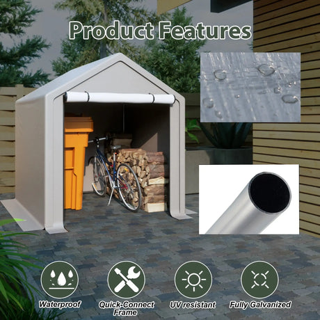 LZBEITEM 6 x 6 ft Portable Outdoor Storage Tent Shelter Shed, Heavy Duty Storage Tent with Roll-up Doors Shelter for Garden Tool - Lootquake