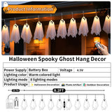 Haunted House Decor Halloween Ghost White Ghost Hanging Light Ghosts Horror Props for Halloween Party White Flying Ghosts