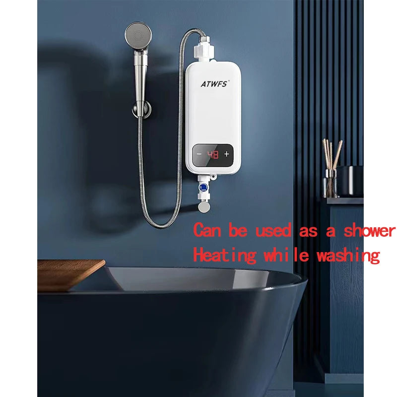 Calentador de agua instantáneo sin tanque ATWFS de 220 V, calentador eléctrico para el hogar, la cocina, el baño, la ducha, calentador de agua caliente de 4600-5500 W