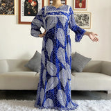New Style African Dashiki Print Long Sleeve Loose Cotton Elegant Women  Abaya Long Dress Summer Maxi Casual Dresses Vestidos - Lootquake