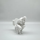 3D Printed, The Thinker Statue Sitting on Toilet, Durable Plastic, Humorous Bathroom Desktop Office Decor, Unique Design