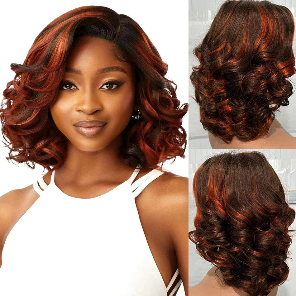 100% Human Hair | Highlight | Vietnamese | Bob | Bouncy | Loose | Curly | HD Lace Closure | Glueless Wigs | Human Hair | Ready To Wear