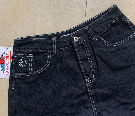 Polar Big Boy Embroidery Jeans Y2K Pants Streetwear Gothic Cartoon Blue Baggy Jeans Retro Punk Rock High Waist Denim Trousers - Lootquake