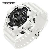 SANDA 3168 White Sport Watch  LED Digital 50M Waterproof Watch Men Multifunction Clock Relogio Masculino Men Military Watches - Lootquake