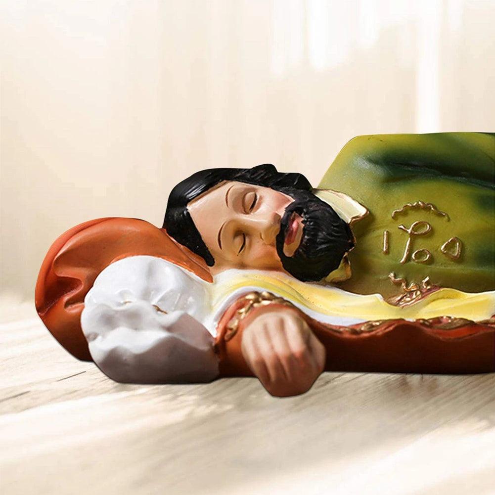 Saint Joseph Sleeping Statue Resin Figurine Catholic Christian Yard Desktop Ornaments for Home Table Decor Gifts