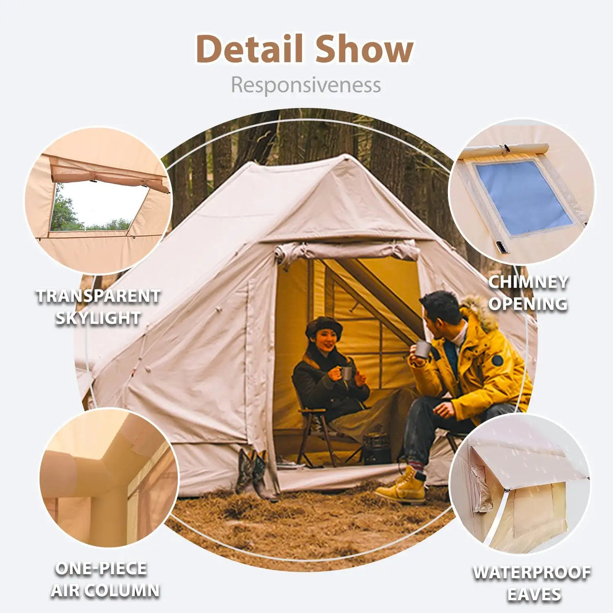 4-6 People Inflatable Tent with Pump Portable Blow Up Tent Easy Set-up Air Tent，4 Season Inflatable Tents for Camping - Lootquake