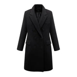 Autumn Winter Women's Woolen Jacket Long Windbreaker Double Breasted Slim Fit Coat - Lootquake