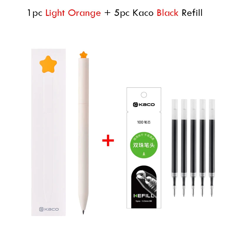 KACO Gel Pens Sets School Office Supplies for Kids 0.5mm High-capacity Heart / Star Sign Writing Gadgets Love Gift Cute Items