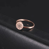 Skyrim Viking Compass Helm of Awe Ring Stainless Steel Gold Color Women Rings Aegishjalmur Nordic Amulet Jewelry Gift for Lover - Lootquake