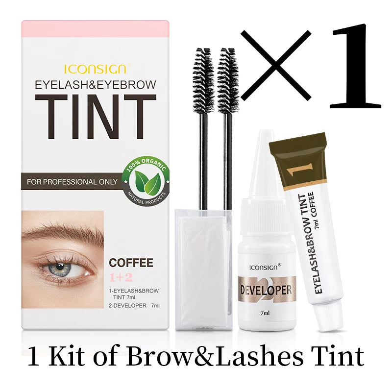 Kit de tinte para pestañas ICONSIGN para cejas, resistente al agua, 15 minutos de duración, para realzar las cejas y mantener el maquillaje de larga duración.