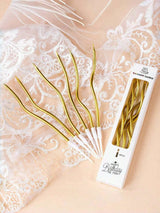Lot de 6 bougies incurvées pour gâteau, anniversaire, baby shower, révélation du sexe du bébé, décoration de cupcakes, décoration de fête de mariage