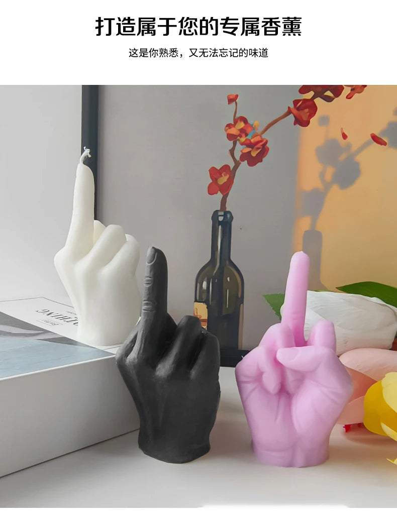 1pc White/Black Creative Candles Middle Finger Shaped Gesture Scented Candles Niche Funny Quirky Gifts Home Decoration Ornaments