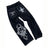Women's Skeleton Embroidery Jeans, Men's Casual Street Style Loose Fit Jeans,Hip Hop Y2K New Straight Cargo Pants Streetwear - Lootquake