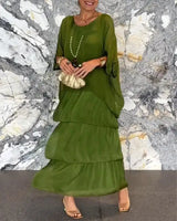 Women's Elegant Long Dress Fashion Round Neck Bat Sleeve Cake Dresses For Women Spring and summer Robe Looes Plus Size 4XL - Lootquake