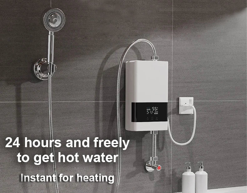Calentador de agua eléctrico instantáneo sin tanque, control remoto, grifo de cocina, grifo de baño, ducha, ajuste de temperatura