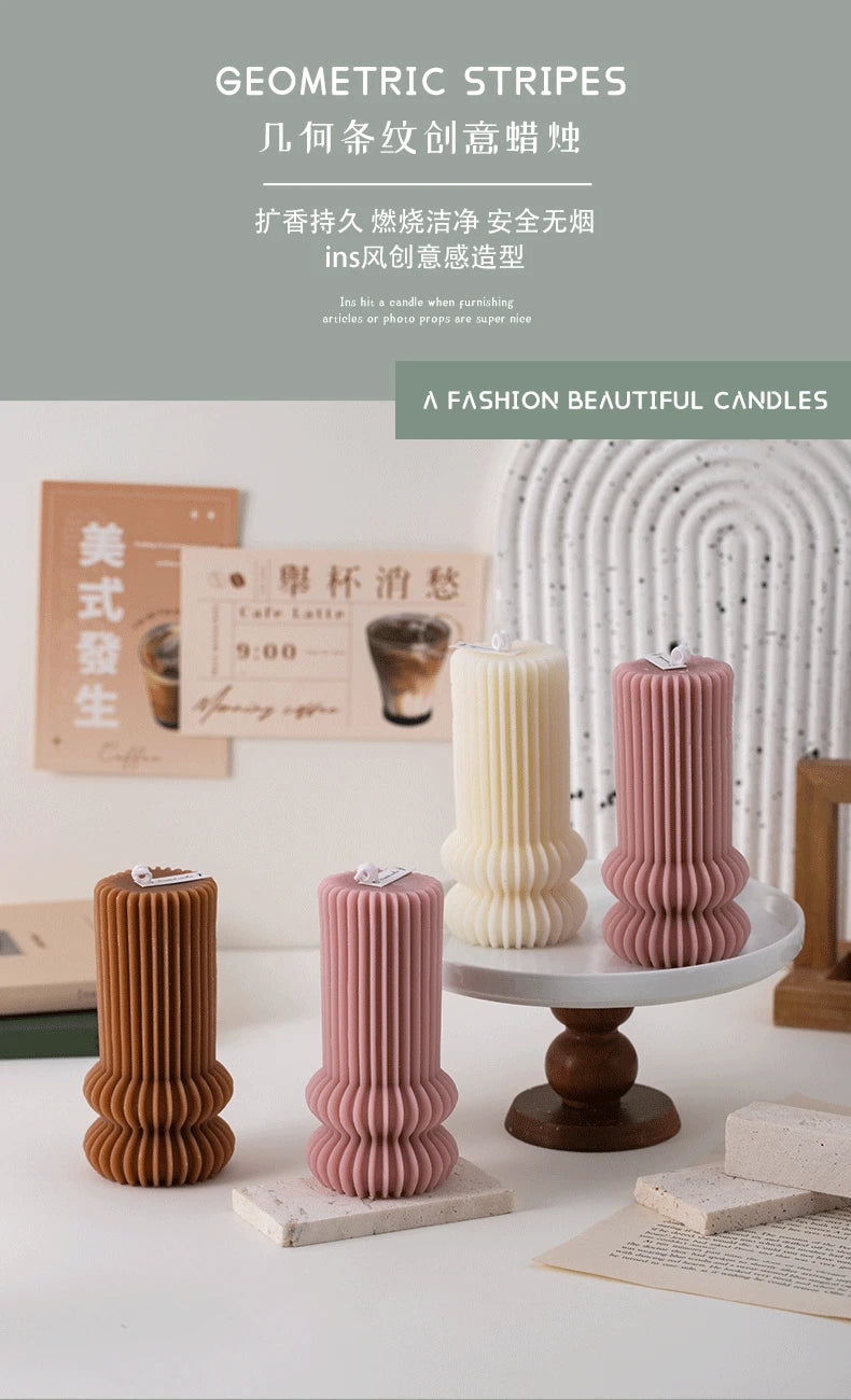 U Shaped Candle Scented Candles Ribbed Aesthetic Home Decorative Candles Smokeless Personalized Candles Guest Gift Lot