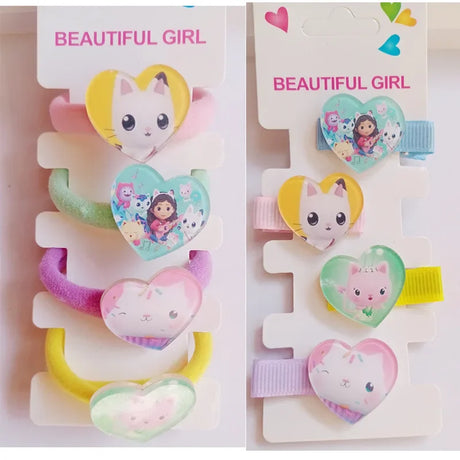 Four Types of Hair Clips Gabby Dollhouses Girl Cute Hairpin Funny Anime Cartoon Kawaii Hair Accessories Children's Birthday Gift - Lootquake
