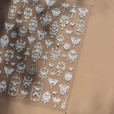 Luxury Crystal Diamond Nail Stickers Classic White Elegant French Pearl Lines Self Adhesive Nail Decorations Stickers DIY Decals