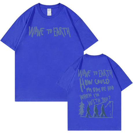 Vintage Wave To Earth Music Album Print T Shirt Men Women Casual Harajuku Fashion T-shirts Hip Hop Oversized T-shirt Streetwear - Lootquake