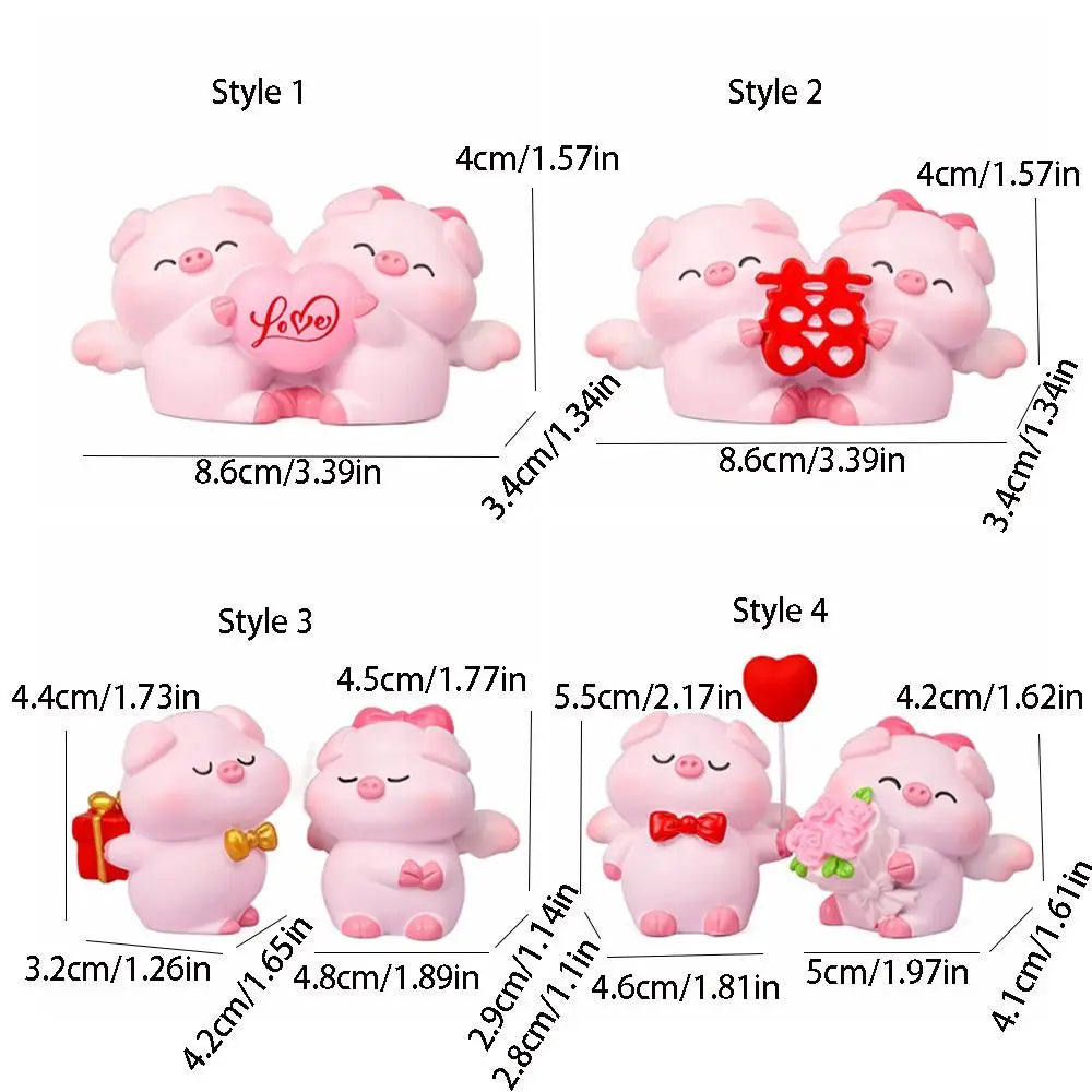 Crafts Resin Couple Piggy Ornament Cute Cartoon Pig Statue Creative Lovely Animal Sculpture Office