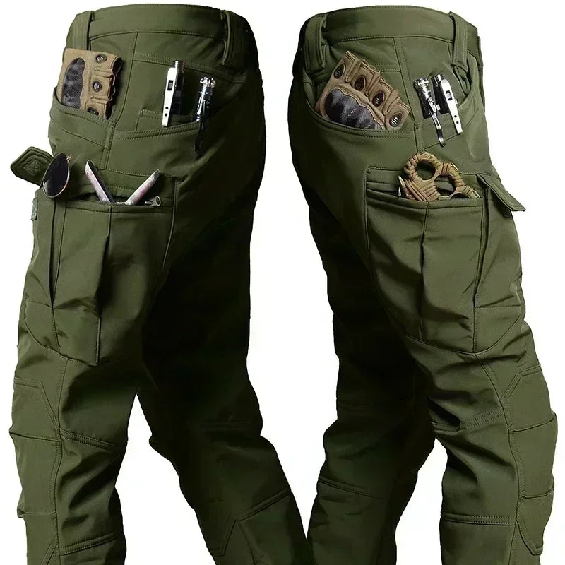 Camo Winter Tactical Sets Men Shark Skin Soft Shell Hooded Jacket+Multi-pocket Straight Cargo Pant 2Pcs Suits Waterproof Set - Lootquake