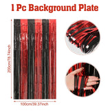 1x2m Halloween Recoration Black And Red Orange Foil Tassel Rain Silk Curtain Metallic Streamers Halloween Party Decor Supplies